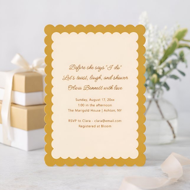 Mustard Yellow Scalloped Edge Bridal Shower Invitation (Creator Uploaded)
