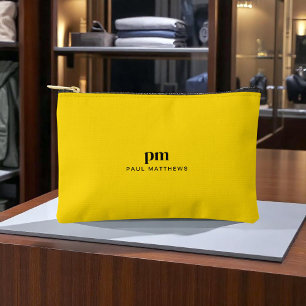 Mustard Yellow Simple Minimalist Monogram and Name Accessory Pouch