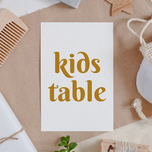 Mustard yellow simple minimalist wedding kids table number