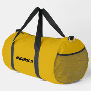 Mustard Yellow Solid Color Custom name  Duffle Bag