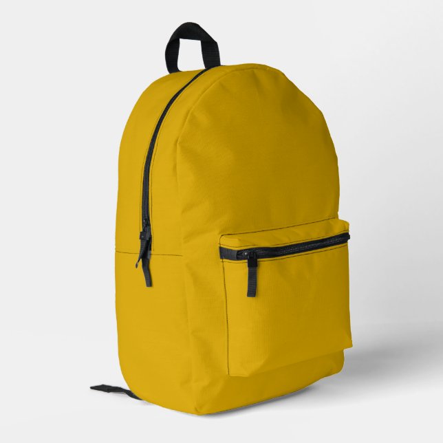 Mustard Yellow Solid Colour Printed Backpack (Back Corner Left)