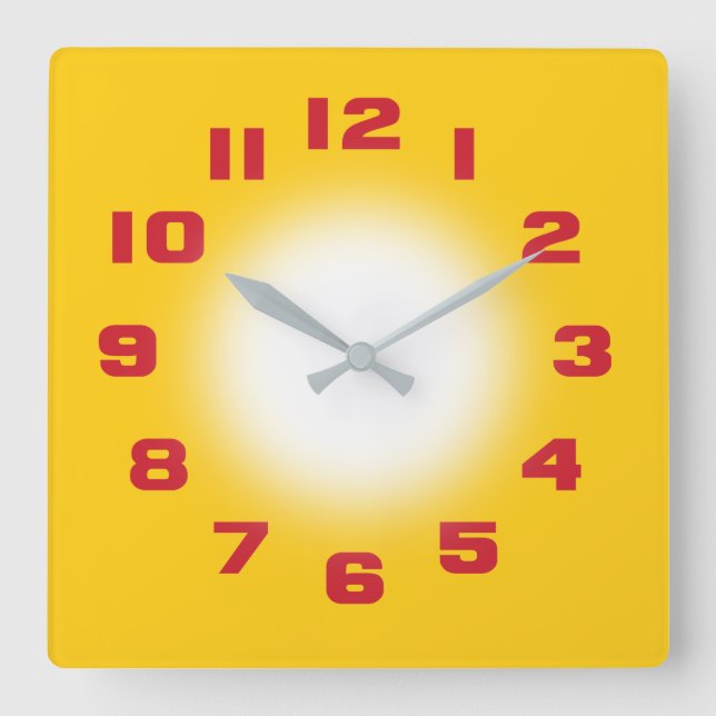 Mustard Yellow Square Wall Clock (Front)