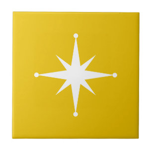 mustard Yellow Starburst Mid Century Modern Retro Tile