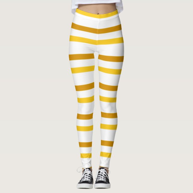Mustard Yellow Stripe Leggings (Front)