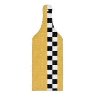mustard yellow striped checkers cutting board