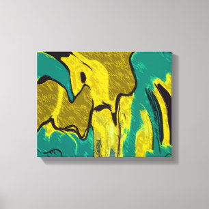 Mustard Yellow Teal Abstract Canvas Print