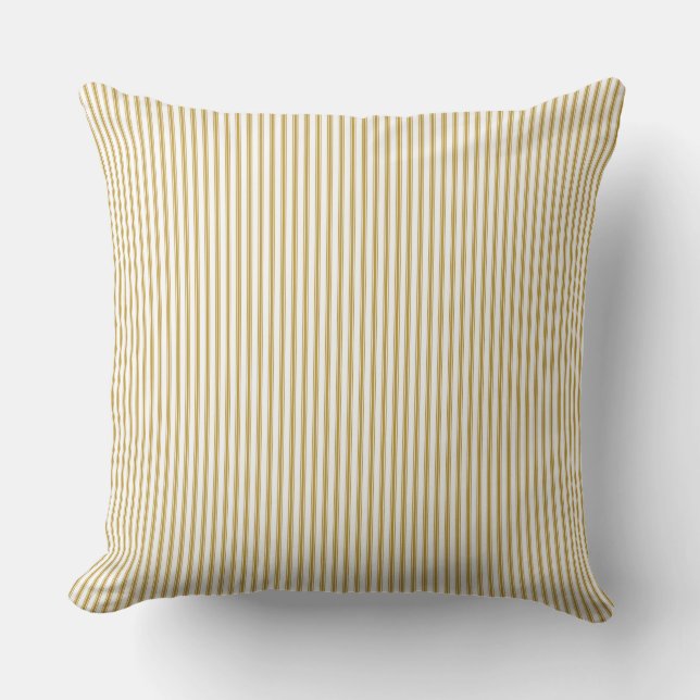 Mustard Yellow Ticking Stripe Cushion (Front)