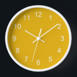 Mustard yellow Wall Clock<br><div class="desc">Mustard yellow colour Wall Clock. Simple elegant minimal plain mustard colour design with white hours.</div>