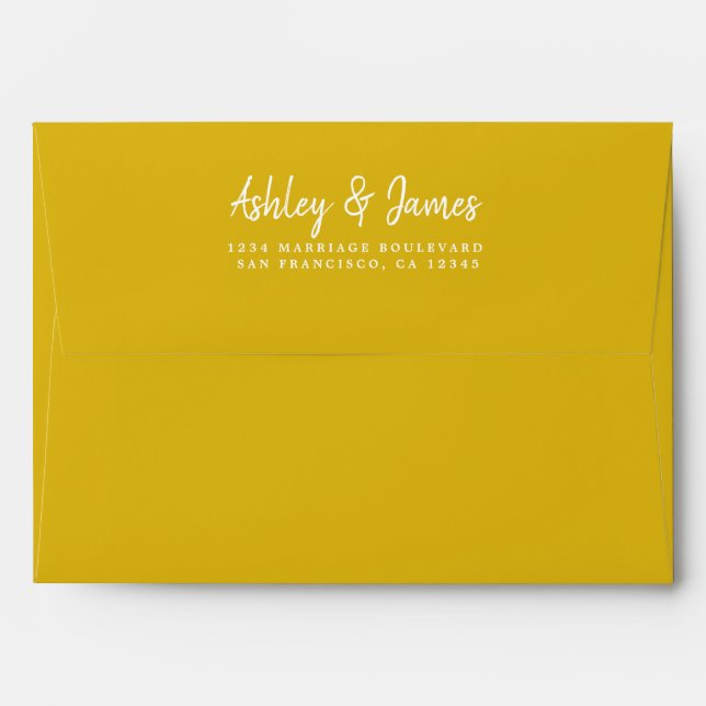 Mustard Yellow Wedding Return Address Envelope (Back (Top Flap))