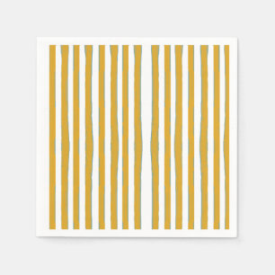 Mustard Yellow & White Hand-Painted Vertical Strip Napkin
