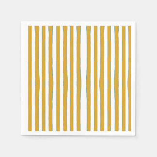 Mustard Yellow & White Hand-Painted Vertical Strip Napkin