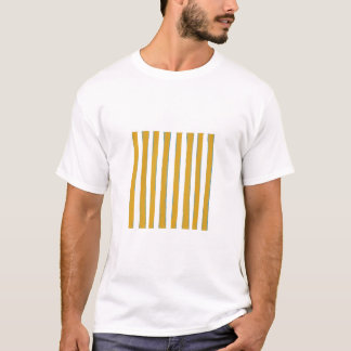 Mustard Yellow & White Hand-Painted Vertical Strip T-Shirt