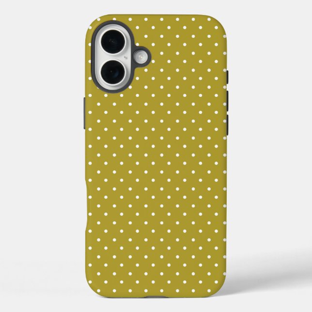  Mustard yellow white polka dots pattern  Case-Mate iPhone Case (Back)