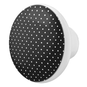 Mustard yellow white polka dots pattern  Ceramic Knob