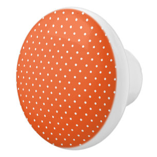 Mustard yellow white polka dots pattern  Ceramic Knob