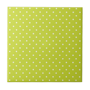 Mustard yellow white polka dots pattern Ceramic Tile