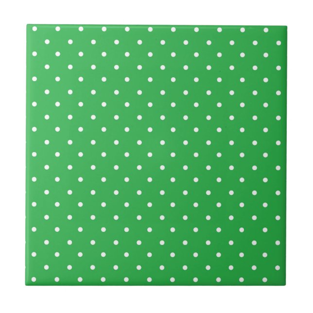 Mustard yellow white polka dots pattern  Ceramic Tile (Front)