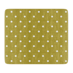  Mustard yellow white polka dots pattern  Cutting Board