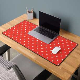 Mustard yellow white polka dots pattern Desk Mat