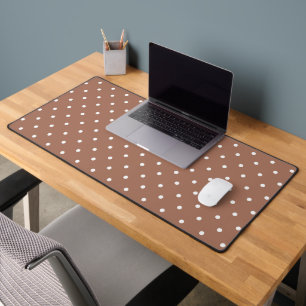 Mustard yellow white polka dots pattern Desk Mat