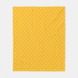 Mustard yellow white polka dots pattern Fleece B Blanket