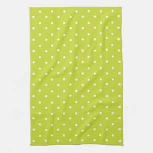 Mustard yellow white polka dots pattern Kitchen Tea Towel
