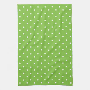 Mustard yellow white polka dots pattern Kitchen Tea Towel
