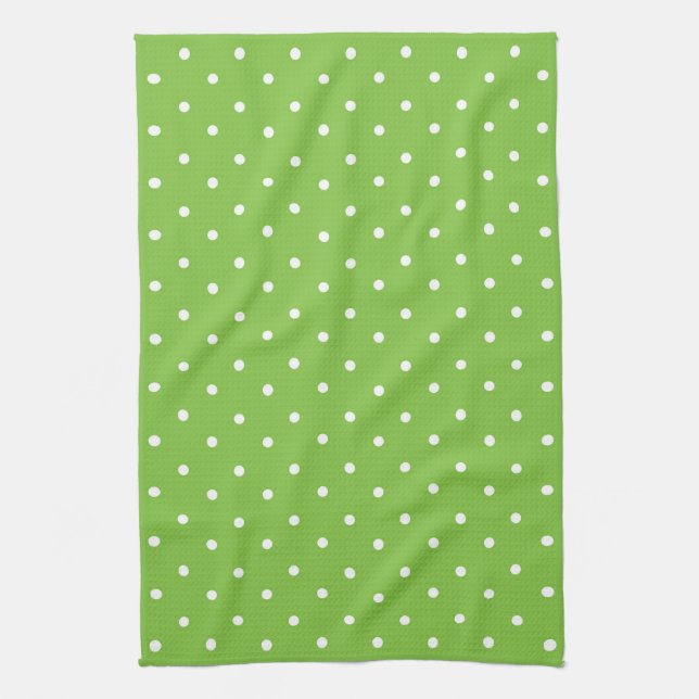Mustard yellow white polka dots pattern  Kitchen Tea Towel (Vertical)