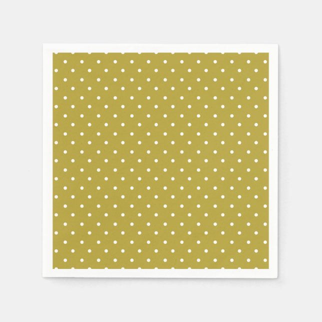  Mustard yellow white polka dots pattern  Napkin (Front)