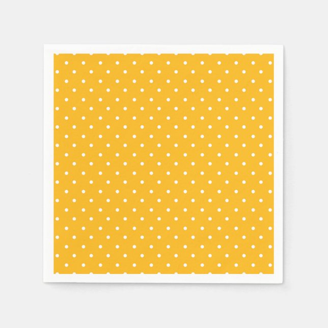 Mustard yellow white polka dots pattern  Napkins (Front)