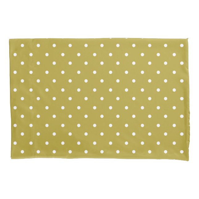  Mustard yellow white polka dots pattern  Pillowcase (Front-Left)