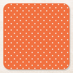 Mustard yellow white polka dots pattern Square P Paper Coaster