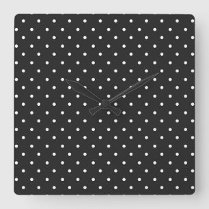 Mustard yellow white polka dots pattern Square W Wall Clock