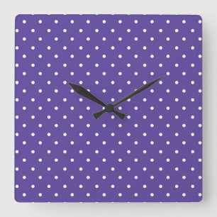 Mustard yellow white polka dots pattern Square W Wall Clock
