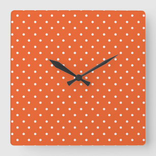 Mustard yellow white polka dots pattern  Square W Wall Clock