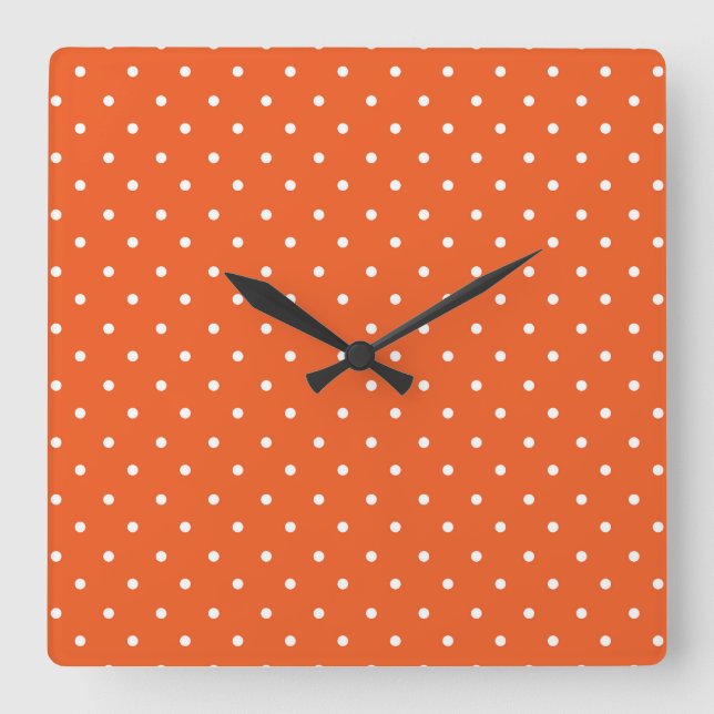 Mustard yellow white polka dots pattern  Square W Wall Clock (Front)