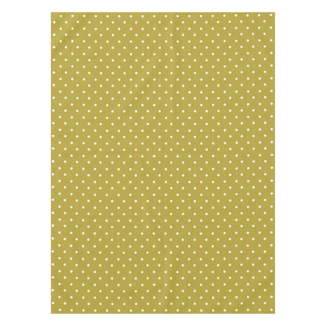  Mustard yellow white polka dots pattern  Tablecloth (Front)