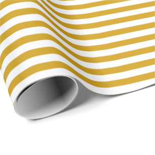 Mustard Yellow   White Stripe Wrapping Paper