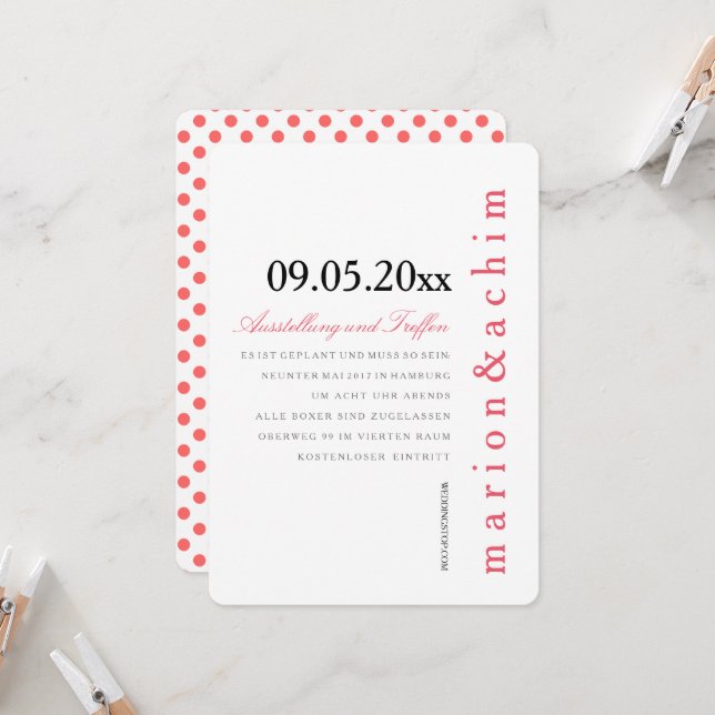 Muster grafisch Polka Punkte Einladung dezent (Front/Back In Situ)