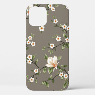 mustered small flowers with green leaves pattern o iPhone 12 case
