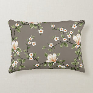 mustered small flowers with green leaves pattern o decorative cushion