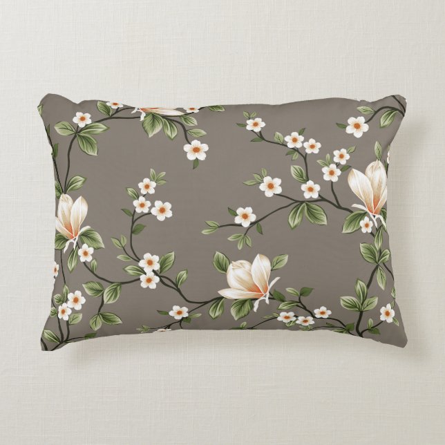 mustered small flowers with green leaves pattern o decorative cushion (Front)