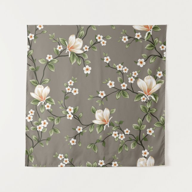 mustered small flowers with green leaves pattern o tapestry (Front)