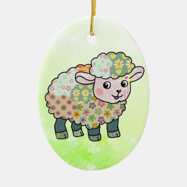Musterlämmchen Ceramic Tree Decoration (Front)
