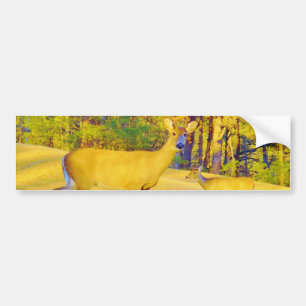 Musturd Coloured Deer with light blue Bumper Sticker