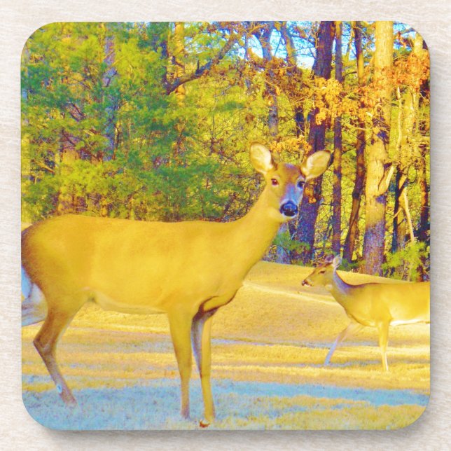 Musturd Coloured Deer with light blue Coaster (Front)