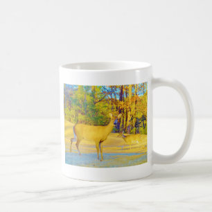 Musturd Coloured Deer with light blue Coffee Mug