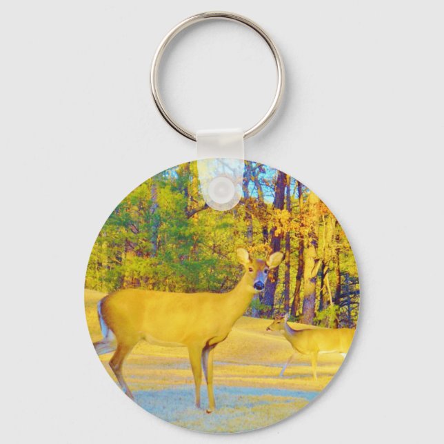 Musturd Coloured Deer with light blue Key Ring (Front)