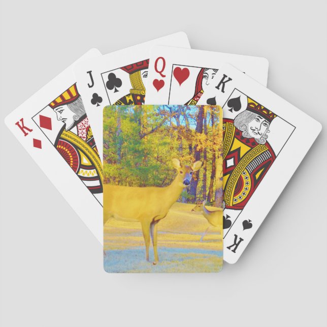 Musturd Coloured Deer with light blue Playing Cards (Back)