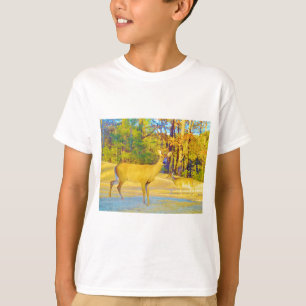 Musturd Coloured Deer with light blue T-Shirt